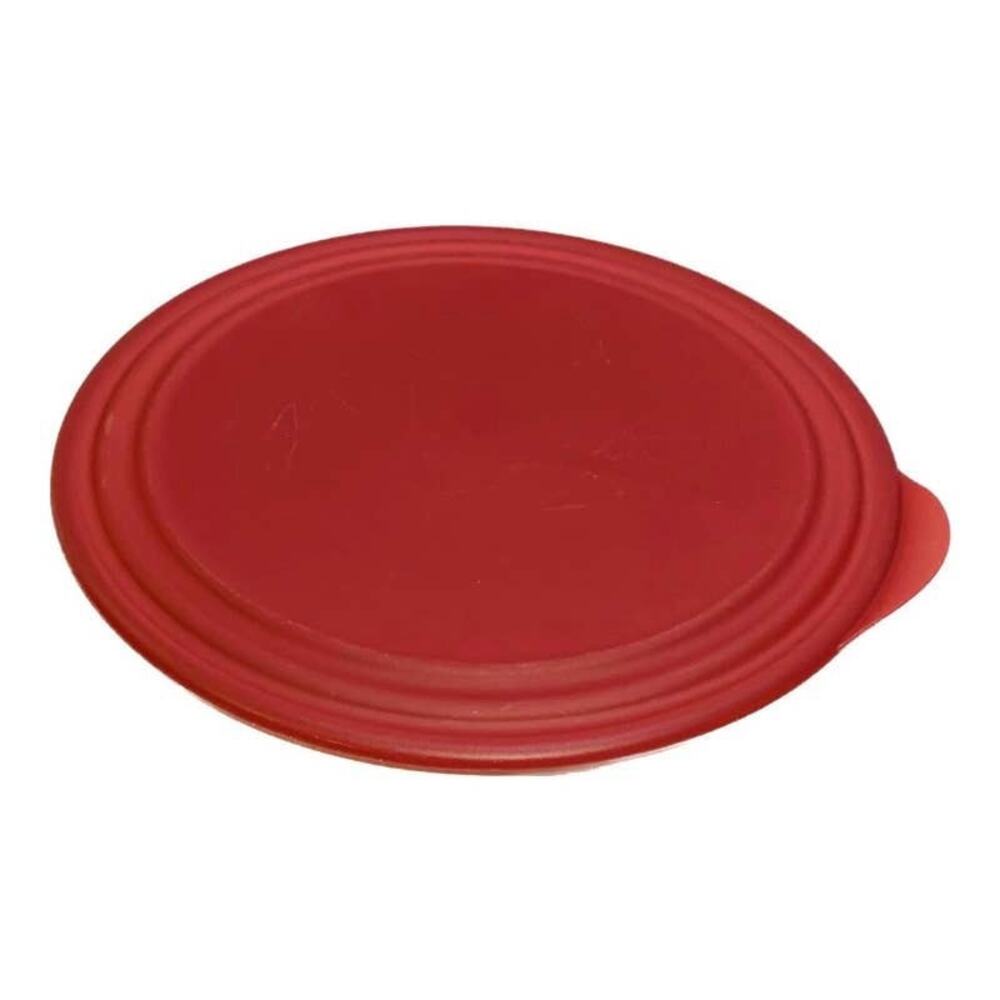 Tupperware Sheerly Elegant Red Round Platter Ruby Seal Clear 10" Serving Plate